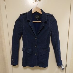 💕2 FOR $40-Nicole Miller Size S Dark Jean Vintage Inspired Button Front Blazer